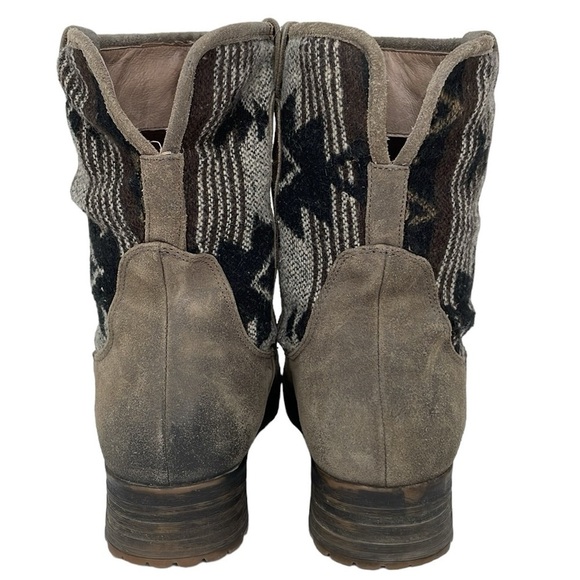 Tara M Boots Women's 10 Brown Leather Taya Midi Calf Boot Southwest Fabric Print - Picture 10 of 14